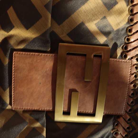 SOLD Fendi Tobacco Zucca Large Baguette Laced Bag - Picture 14 of 16